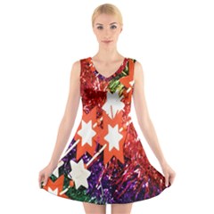 Christmas Decoration 3 V-neck Sleeveless Dress by artworkshop