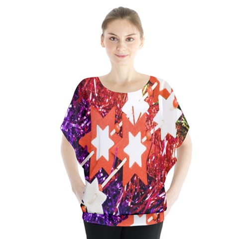 Christmas Decoration 3 Batwing Chiffon Blouse by artworkshop