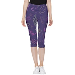 Background Doodle Pattern Beautiful Inside Out Lightweight Velour Capri Leggings 