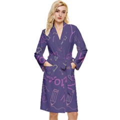 Background Doodle Pattern Beautiful Long Sleeve Velour Robe