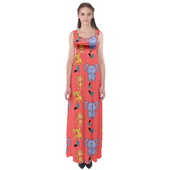 Elephant Cartoon Animal Monkey Empire Waist Maxi Dress by Wegoenart