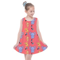 Elephant Cartoon Animal Monkey Kids  Summer Dress by Wegoenart