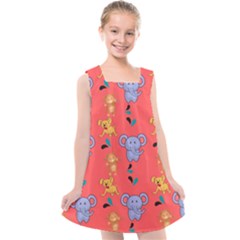 Elephant Cartoon Animal Monkey Kids  Cross Back Dress by Wegoenart