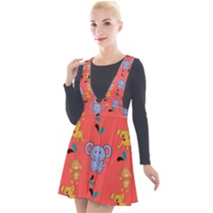 Elephant Cartoon Animal Monkey Plunge Pinafore Velour Dress by Wegoenart