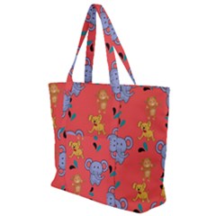 Elephant Cartoon Animal Monkey Zip Up Canvas Bag by Wegoenart