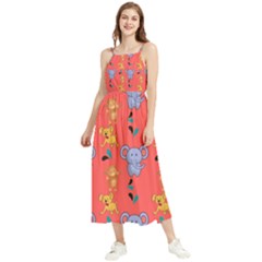 Elephant Cartoon Animal Monkey Boho Sleeveless Summer Dress by Wegoenart