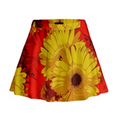 Flower Daisies Bloom Blossom Mini Flare Skirt by Wegoenart