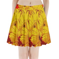 Flower Daisies Bloom Blossom Pleated Mini Skirt by Wegoenart