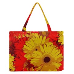 Flower Daisies Bloom Blossom Zipper Medium Tote Bag by Wegoenart