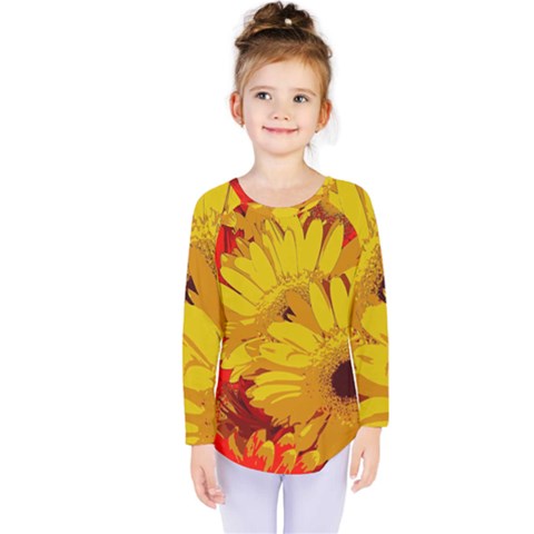 Flower Daisies Bloom Blossom Kids  Long Sleeve Tee by Wegoenart