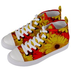 Flower Daisies Bloom Blossom Women s Mid-top Canvas Sneakers by Wegoenart