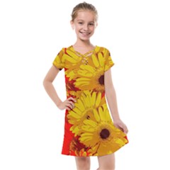 Flower Daisies Bloom Blossom Kids  Cross Web Dress by Wegoenart