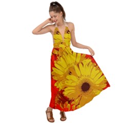 Flower Daisies Bloom Blossom Backless Maxi Beach Dress by Wegoenart