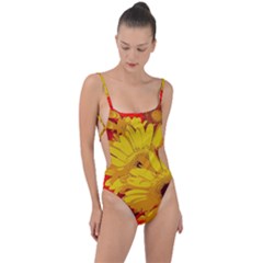 Flower Daisies Bloom Blossom Tie Strap One Piece Swimsuit by Wegoenart