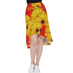 Flower Daisies Bloom Blossom Frill Hi Low Chiffon Skirt by Wegoenart