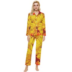 Flower Daisies Bloom Blossom Womens  Long Sleeve Velvet Pocket Pajamas Set by Wegoenart