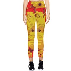 Flower Daisies Bloom Blossom Pocket Leggings  by Wegoenart