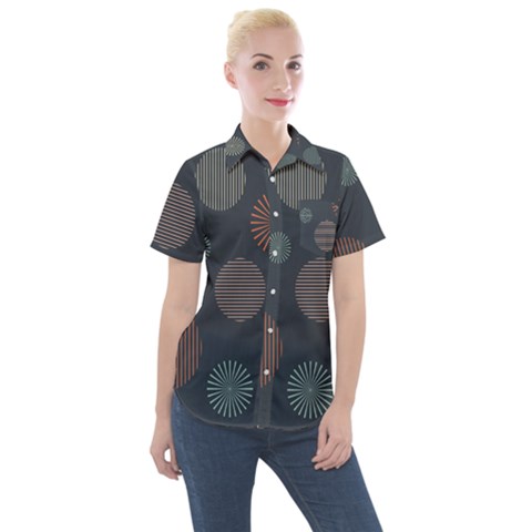 Background Pattern Wallpaper Women s Short Sleeve Pocket Shirt by Wegoenart