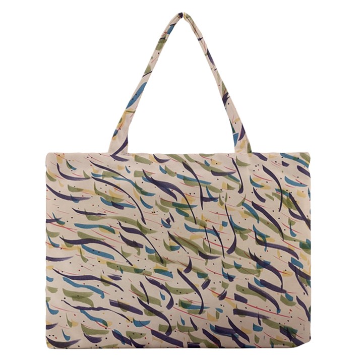 Abstract Pattern Freestyle Painting Zipper Medium Tote Bag