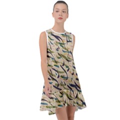 Abstract Pattern Freestyle Painting Frill Swing Dress by Wegoenart