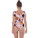 Pumpkin Cat Pattern Skull Short Sleeve Leotard  View2