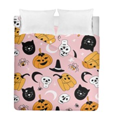 Pumpkin Cat Pattern Skull Duvet Cover Double Side (full/ Double Size) by Wegoenart