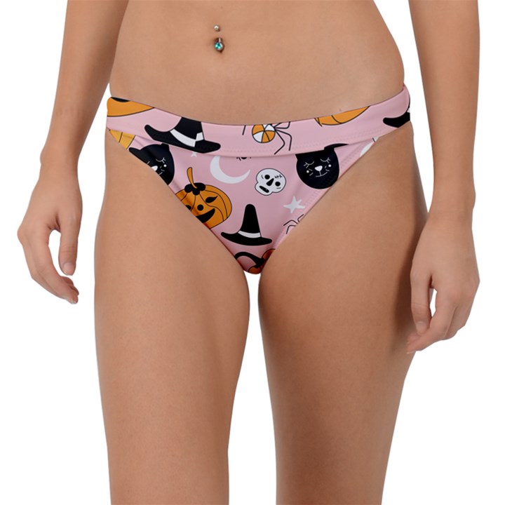 Pumpkin Cat Pattern Skull Band Bikini Bottom