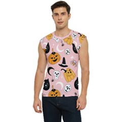 Pumpkin Cat Pattern Skull Men s Raglan Cap Sleeve Tee