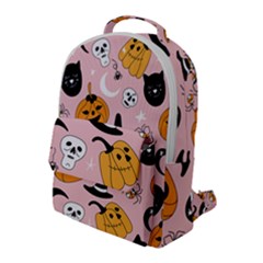 Pumpkin Cat Pattern Skull Flap Pocket Backpack (large) by Wegoenart