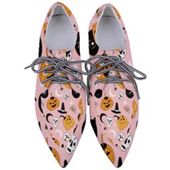 Pumpkin Cat Pattern Skull Pointed Oxford Shoes by Wegoenart