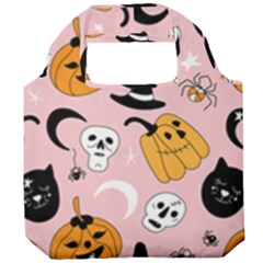 Pumpkin Cat Pattern Skull Foldable Grocery Recycle Bag by Wegoenart