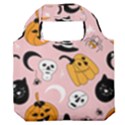 Pumpkin Cat Pattern Skull Premium Foldable Grocery Recycle Bag View1