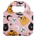 Pumpkin Cat Pattern Skull Premium Foldable Grocery Recycle Bag View2