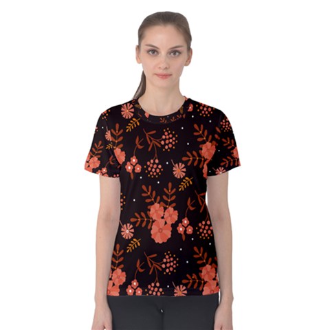 Autumn Night Pattern Glitter Women s Cotton Tee by Wegoenart