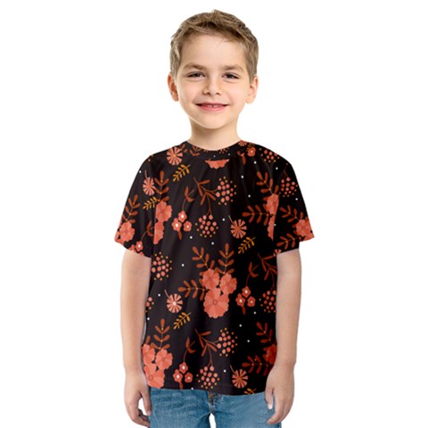 Autumn Night Pattern Glitter Kids  Sport Mesh Tee by Wegoenart