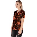 Autumn Night Pattern Glitter Women s V-Neck Scrub Top View2