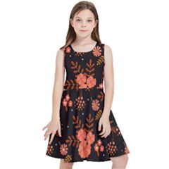 Autumn Night Pattern Glitter Kids  Skater Dress by Wegoenart