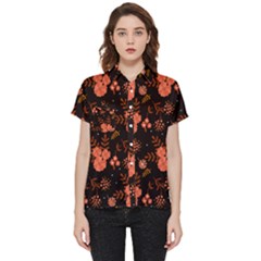 Autumn Night Pattern Glitter Short Sleeve Pocket Shirt by Wegoenart