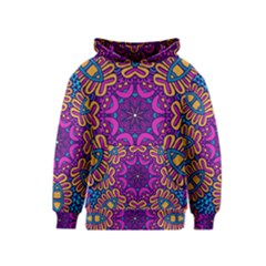 Mandala Rosette Floral Pattern Kids  Pullover Hoodie by Wegoenart