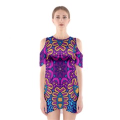 Mandala Rosette Floral Pattern Shoulder Cutout One Piece Dress by Wegoenart