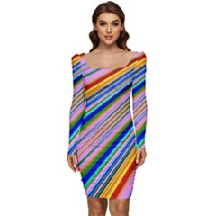 Background-colors-colorful-design Women Long Sleeve Ruched Stretch Jersey Dress by Pakrebo