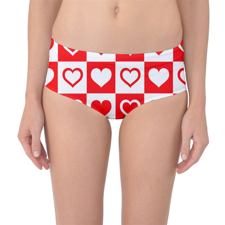 Background-card-checker-chequered Mid-Waist Bikini Bottoms