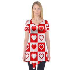 Background-card-checker-chequered Short Sleeve Tunic 