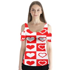 Background-card-checker-chequered Butterfly Sleeve Cutout Tee 