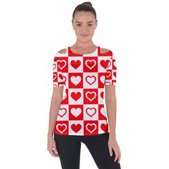 Background-card-checker-chequered Shoulder Cut Out Short Sleeve Top