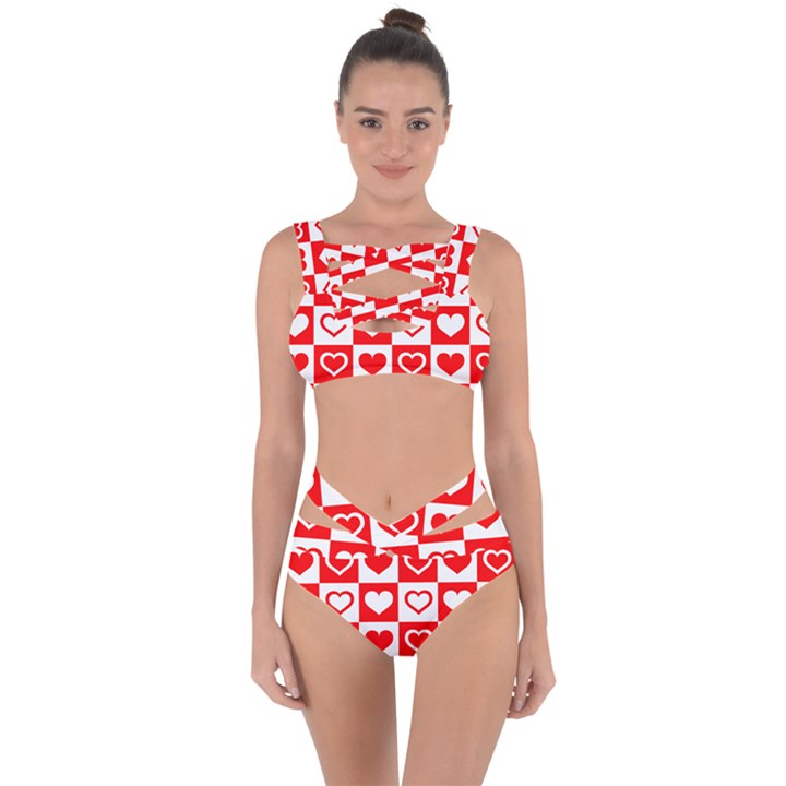 Background-card-checker-chequered Bandaged Up Bikini Set 