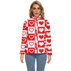 Background-card-checker-chequered Women s Puffer Bubble Jacket Coat