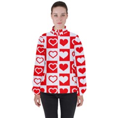 Background-card-checker-chequered Women s High Neck Windbreaker