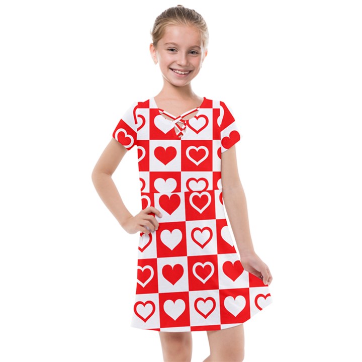 Background-card-checker-chequered Kids  Cross Web Dress