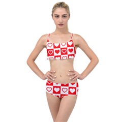 Background-card-checker-chequered Layered Top Bikini Set by Pakrebo